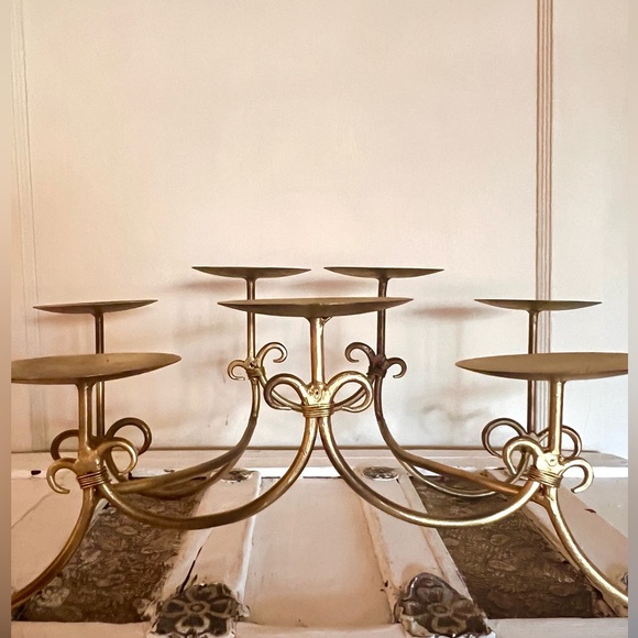 Rustic Iron Scroll 9 Pillar Candle Holder - Picture 2 of 6